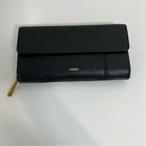 Fossil Black Leather Clutch Wallet - Picture 1 of 16